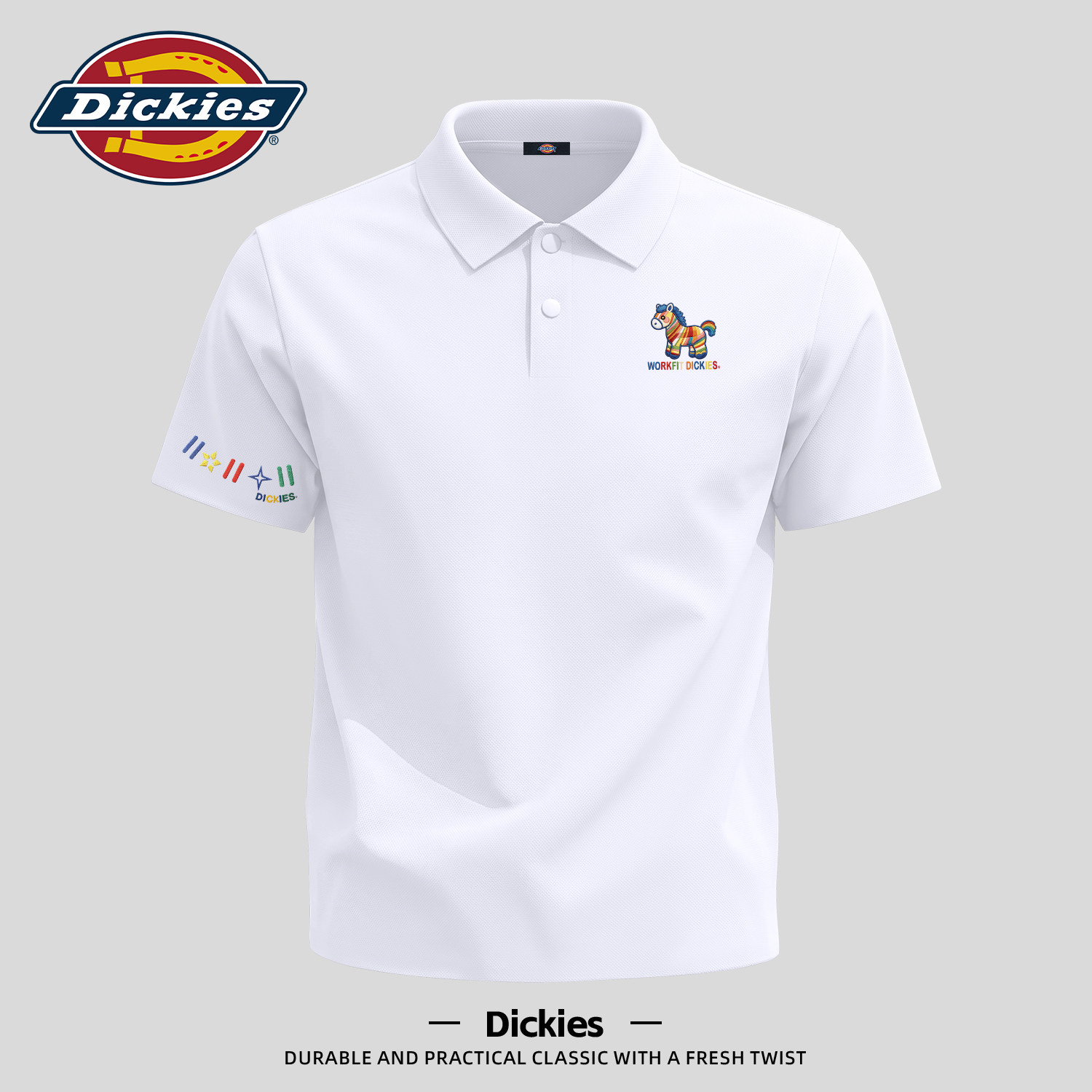 Dickies白色冰丝无痕短袖POLO衫