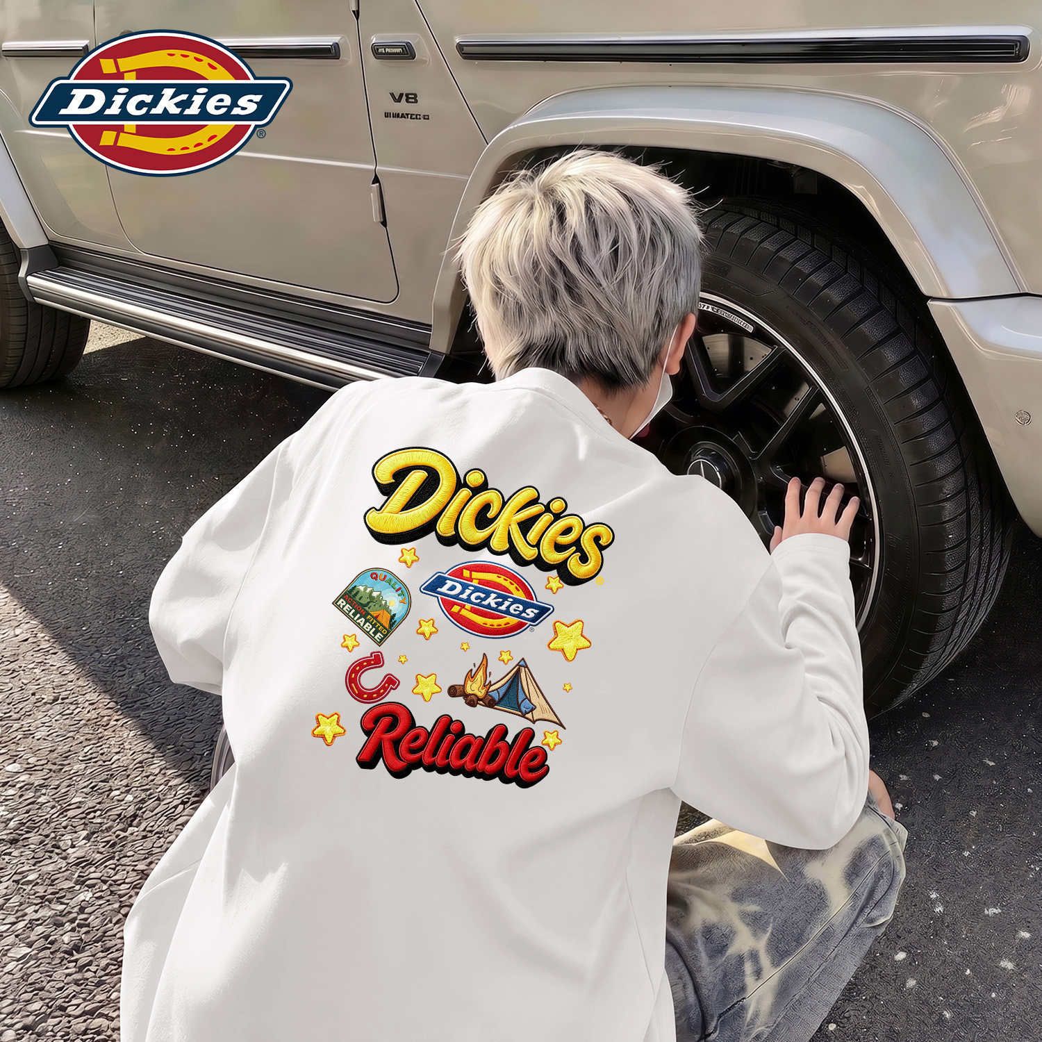 Dickies白色男生长袖2026秋季