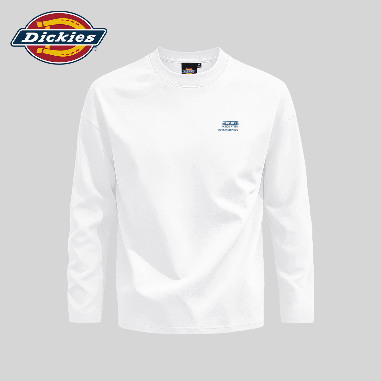 Dickies白色长袖印花纯棉T恤