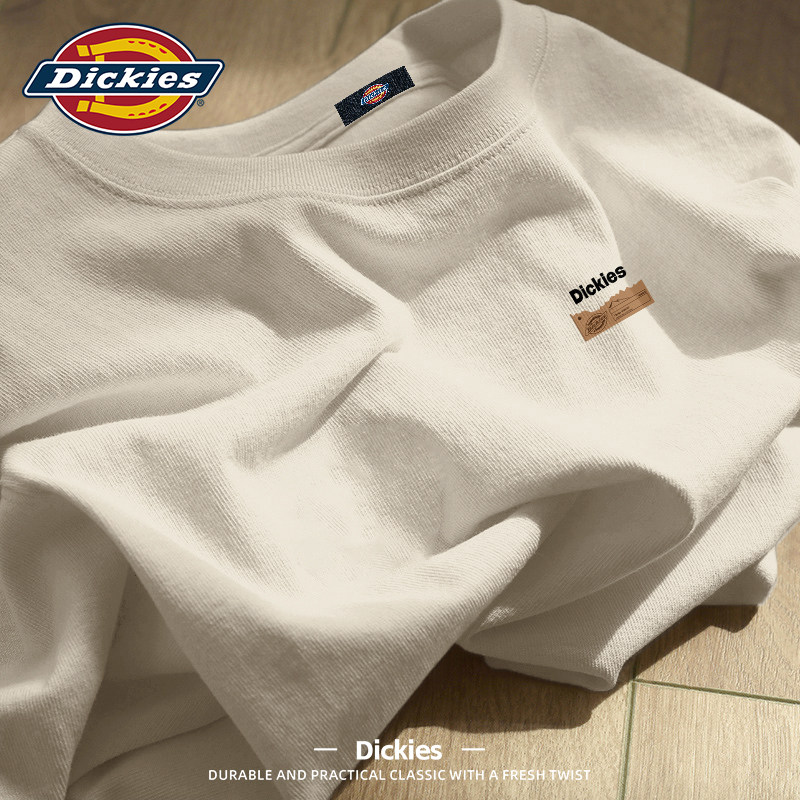 Dickies奶茶色重磅纯棉短袖T恤男女同款2026夏季新款大码半袖百搭