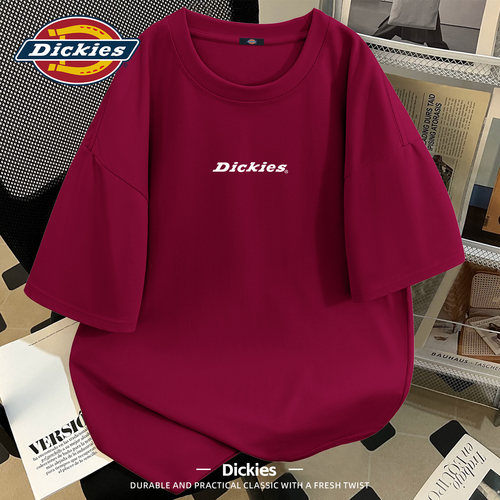 Dickies酒红色纯棉短袖T恤男款