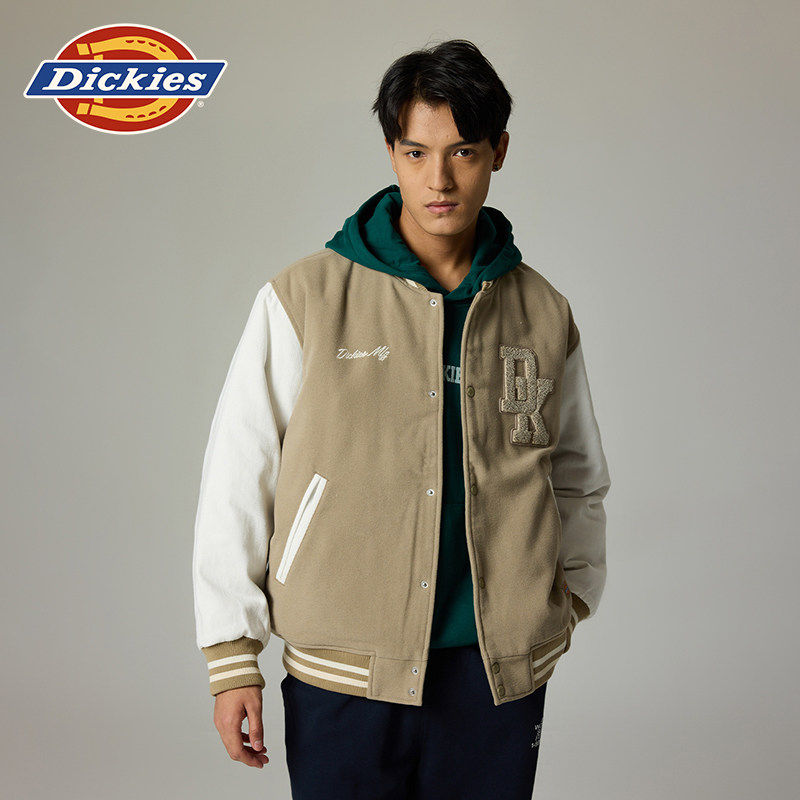 Dickies帝酷适秋冬胸前毛巾绣logo宽松休闲棒球服夹克棉服男女