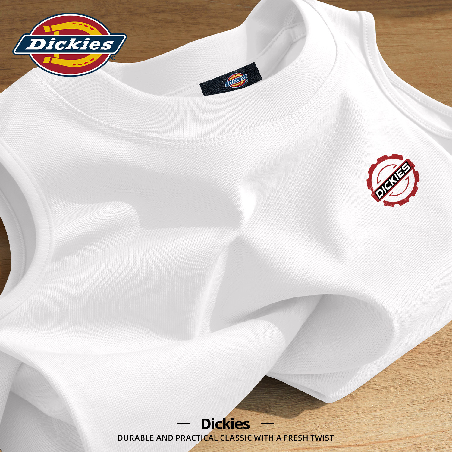 Dickies白色纯棉无袖背心男士