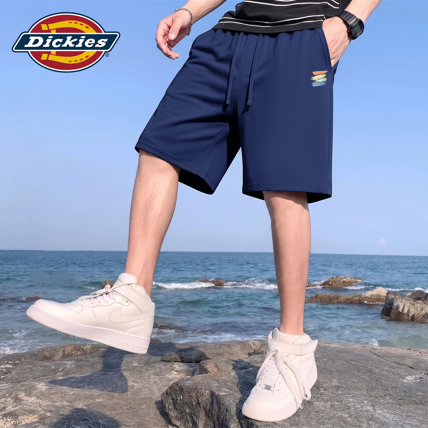 Dickies藏青色男士薄款短裤2026夏季新款宽松舒适透气速干五分裤