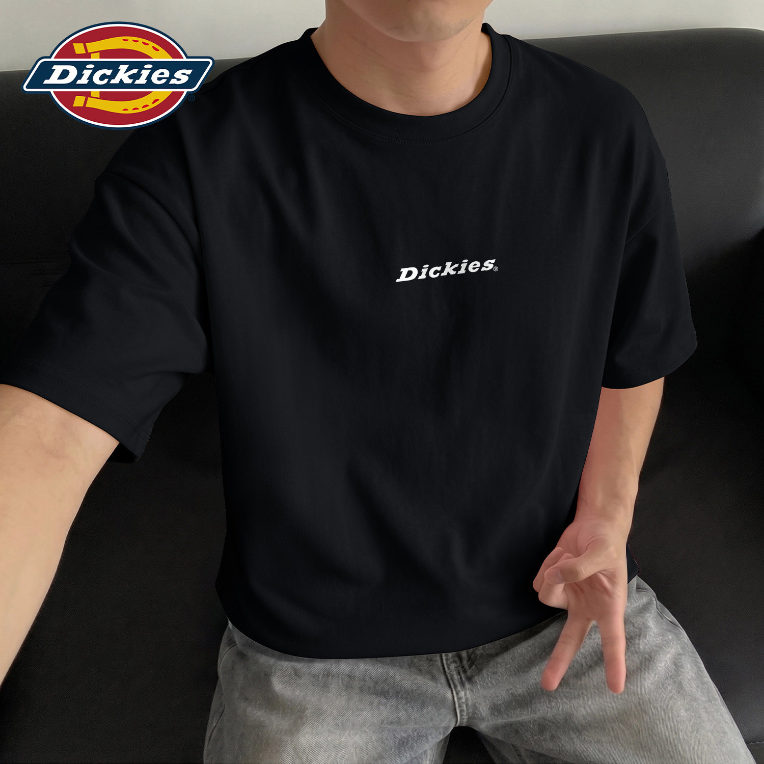Dickies黑色美式短袖T恤男女同款