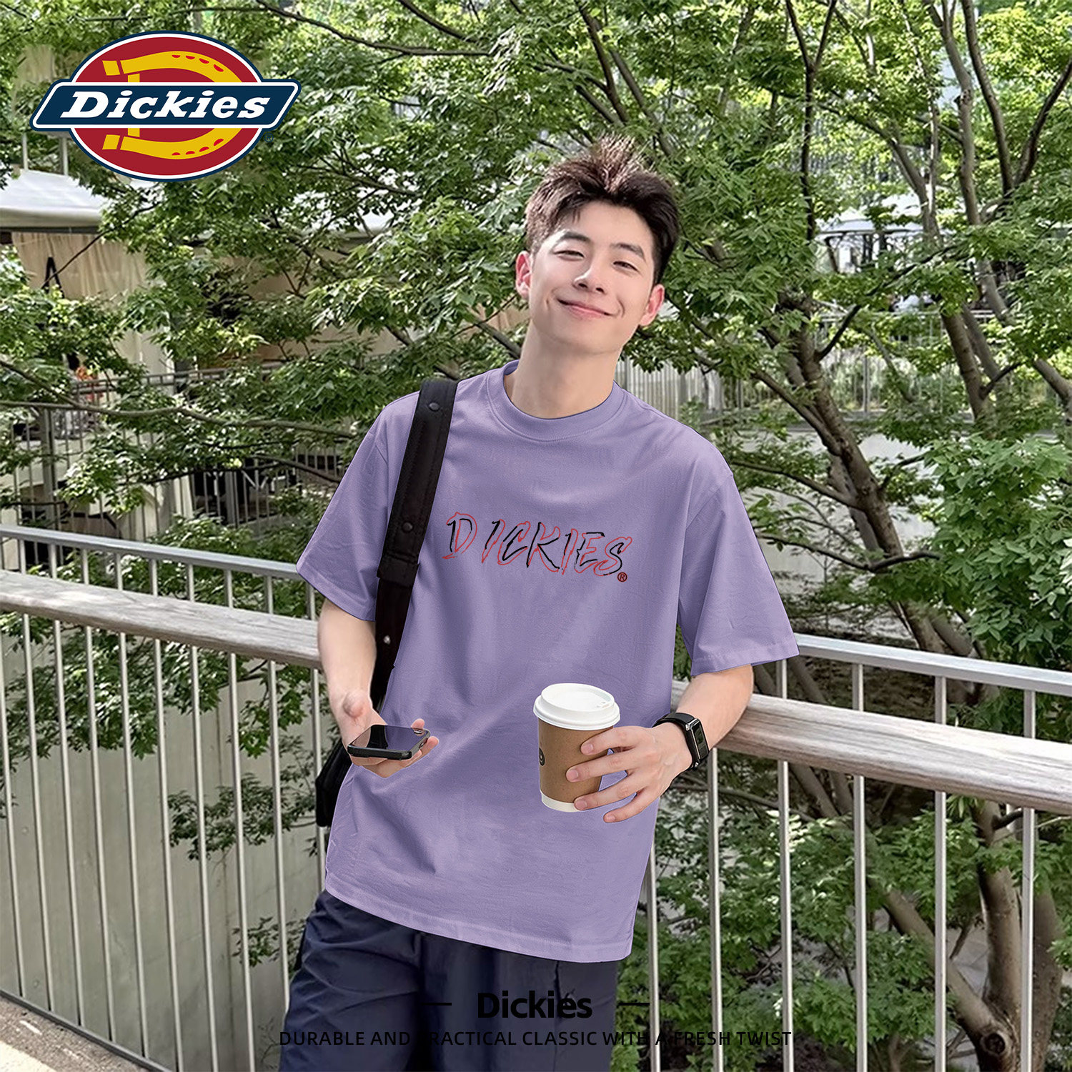 Dickies国潮拼色印花短袖t恤男