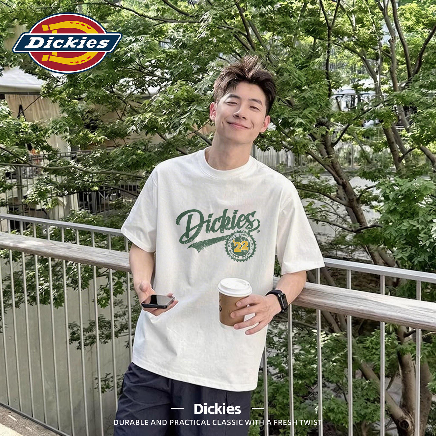 Dickies白色纯棉短袖T恤男女