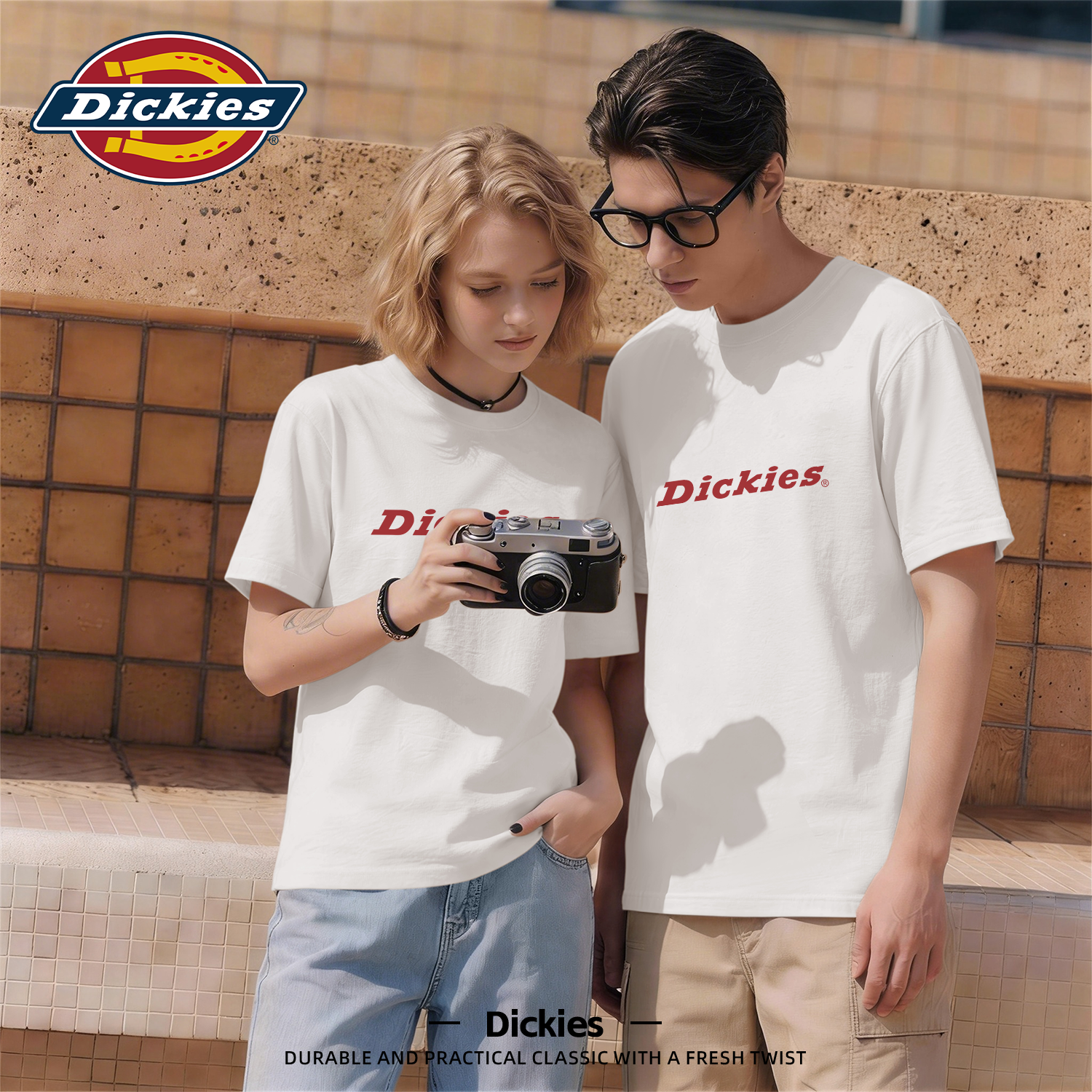 Dickies美式纯棉短袖t恤男女款2026新款夏季青少年潮流百搭五分袖