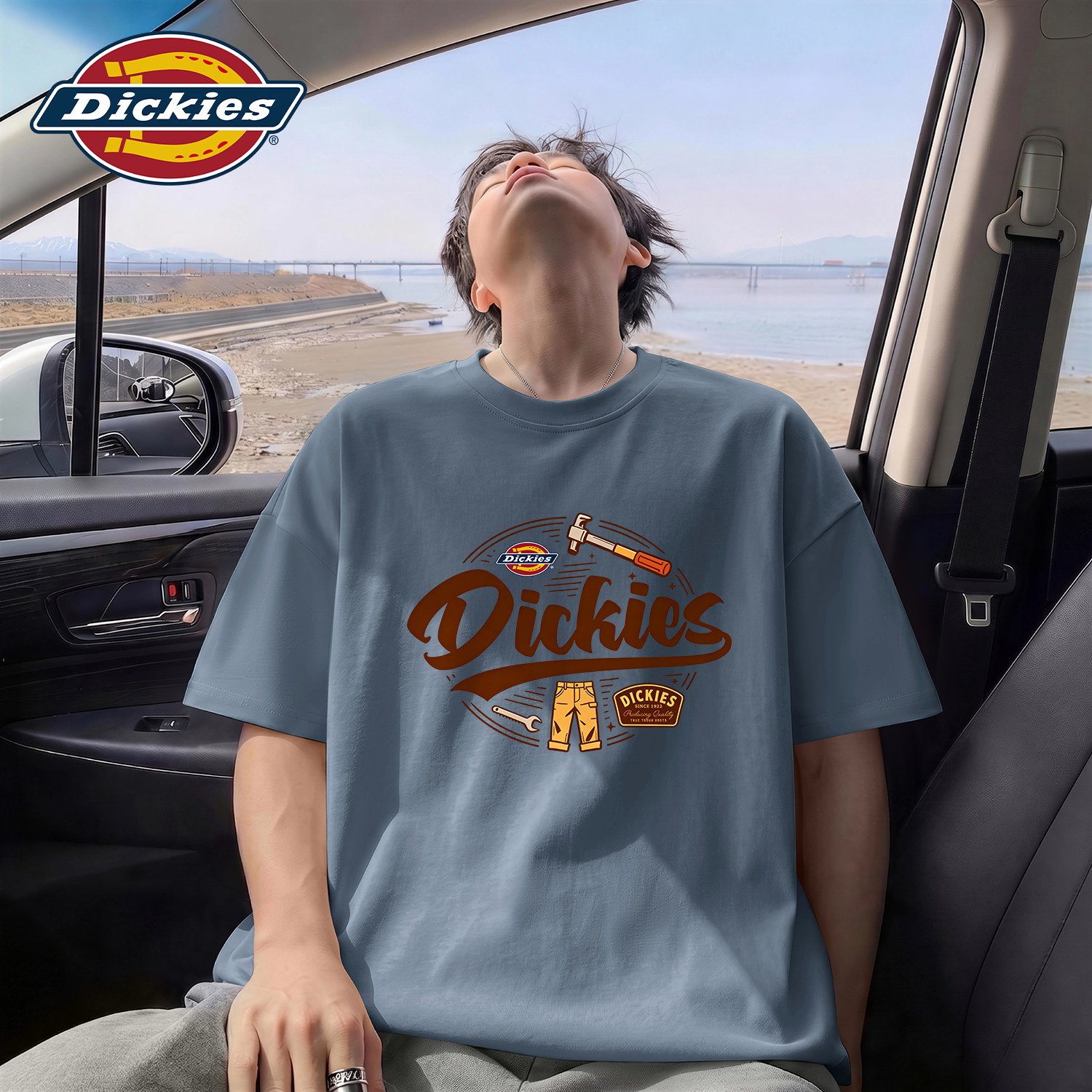 Dickies男士铁灰纯棉短袖体恤