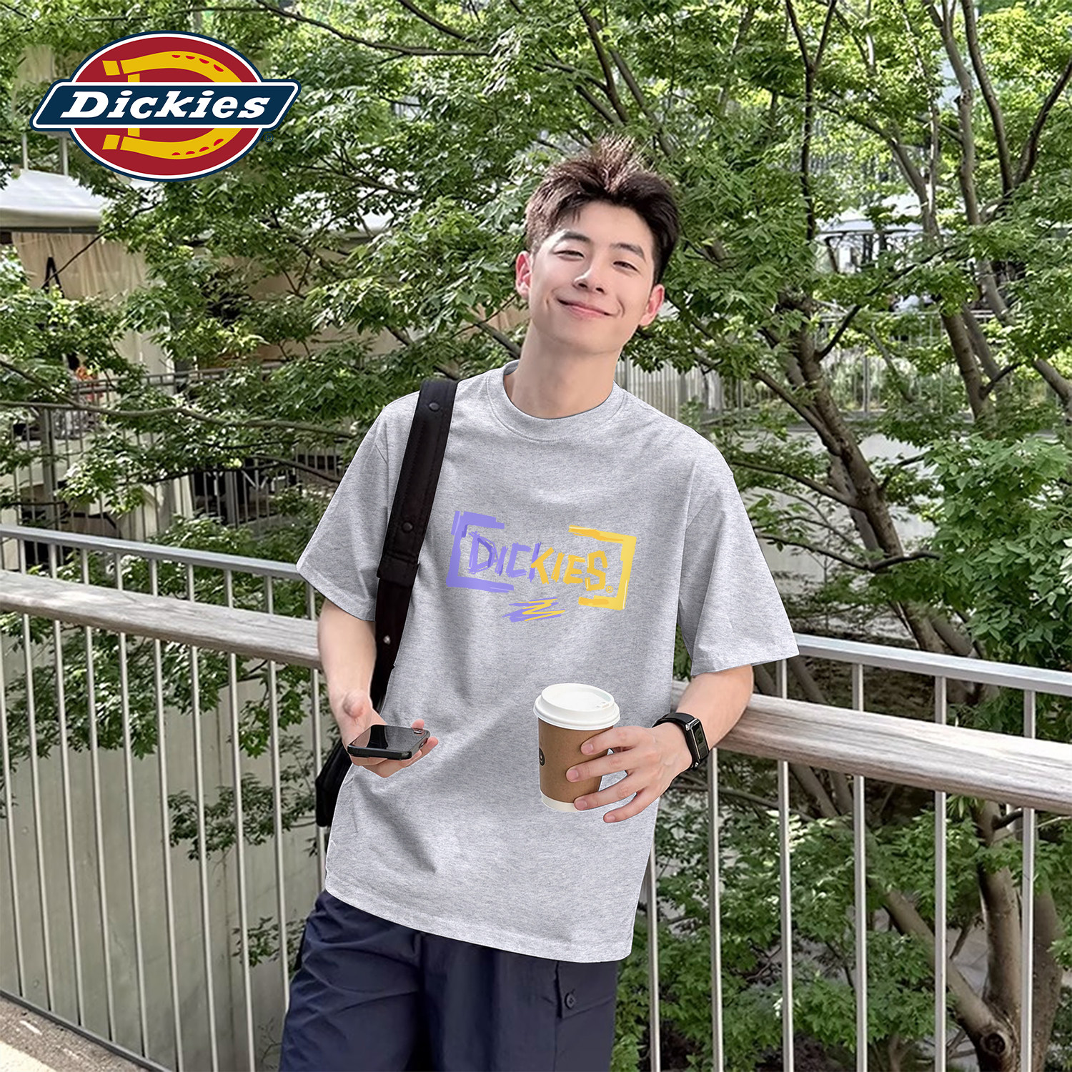 Dickies花灰色美式青少年短袖T恤
