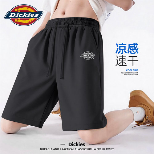 Dickies黑色冰丝短裤子男款薄款