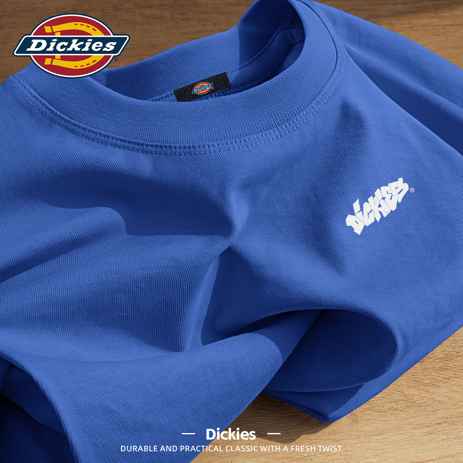 Dickies克莱因蓝纯棉短袖T恤男士2026新款青少年潮流休闲半袖体恤