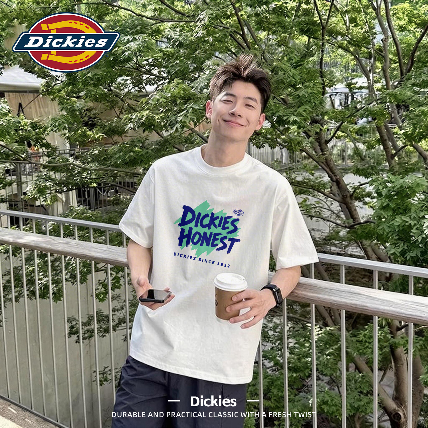 Dickies美式宽松纯棉短袖T恤男生2026夏季新款情侣休闲五分袖百搭