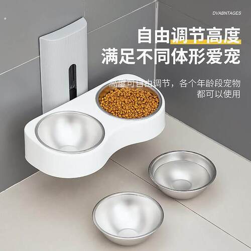 挂壁式猫碗猫食盆防打翻双碗猫咪饮水喂食器悬挂猫粮食碗保护颈椎