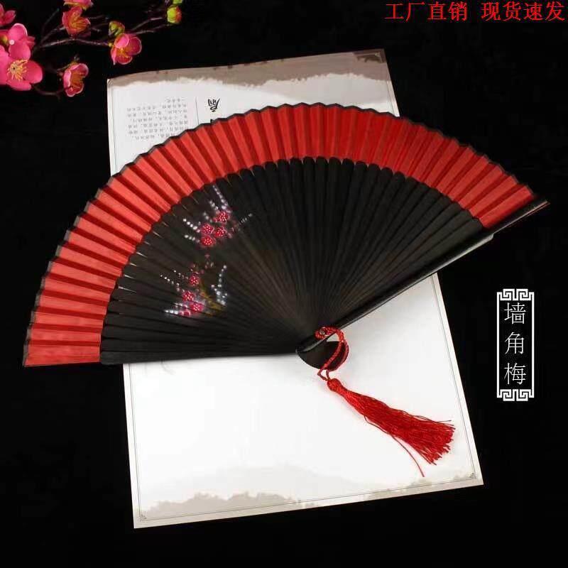 古风风寄明月跳舞扇网红女士礼品古装典汉服布夏天折叠扇子