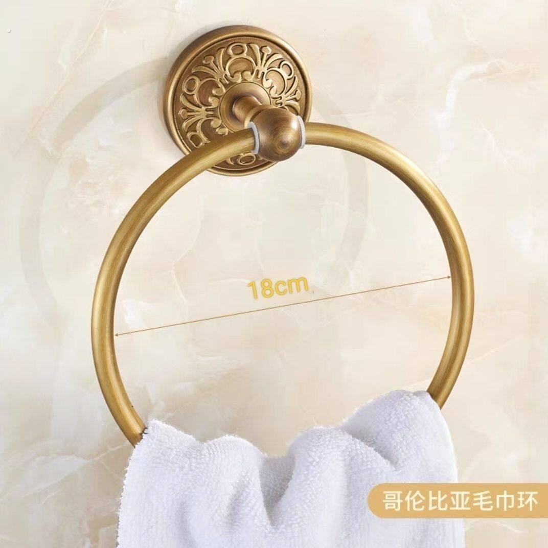 【源头厂家】仿古全铜毛巾挂环欧式圆形毛巾架浴室毛巾圈擦手巾架