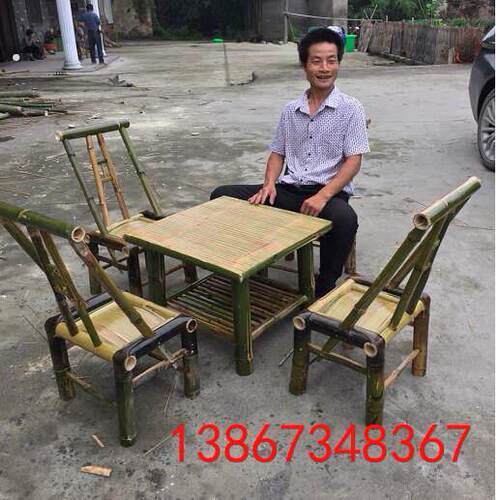 竹茶几茶桌楠竹竹桌子方形休闲阳台简易家用田园竹制品竹椅子竹桌