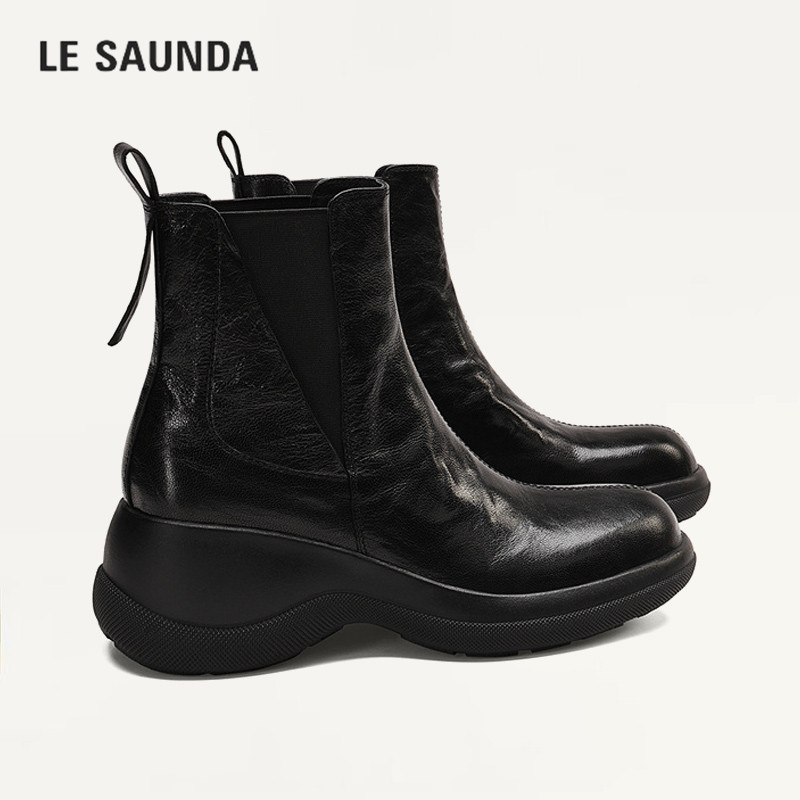 LESAUNDA/莱尔斯丹厚底加绒短靴