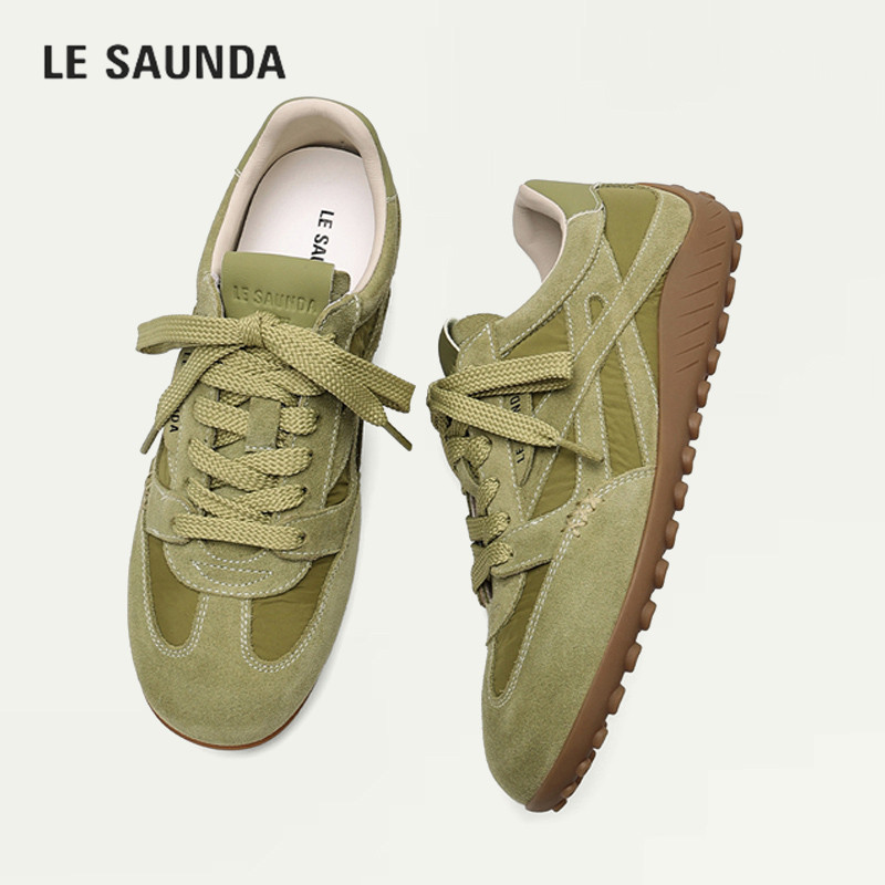LE SAUNDA/莱尔斯丹韩系双鞋带德训鞋女舒适软底轻便休闲运动鞋秋