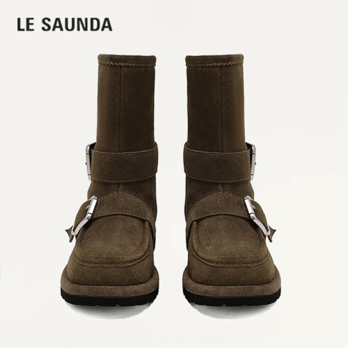 LESAUNDA/莱尔斯丹加绒中筒靴