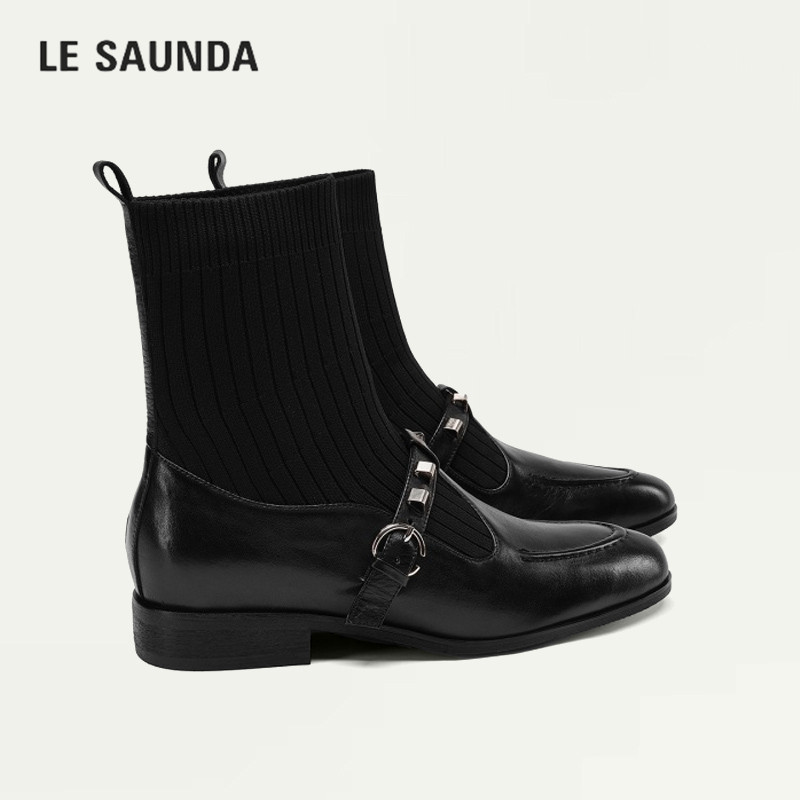 LESAUNDA/莱尔斯丹显瘦袜筒女靴