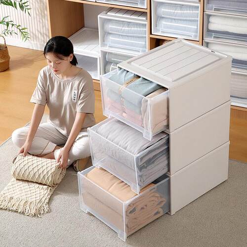 抽屉式收纳箱衣柜塑料柜子家用内衣储物衣物整理箱衣服收纳盒