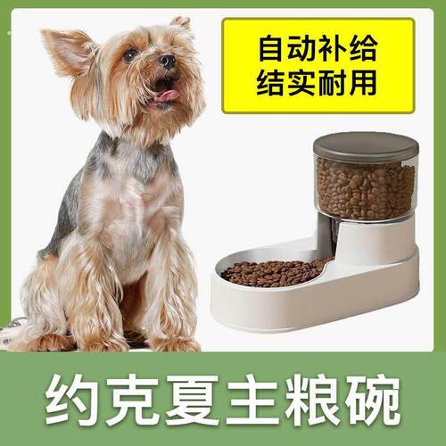 约克夏专用主粮碗食盆狗狗自动喂食器成幼犬狗粮碗狗盆宠物用品