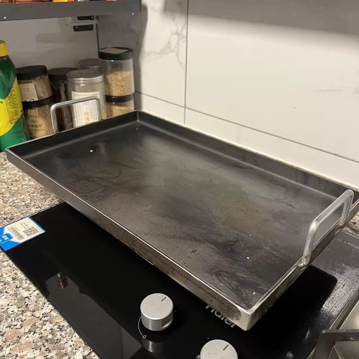 商用煎牛排锅双耳烙饼锅熟铁不漏油铁板豆腐专用板烤牛排摆摊烧饼