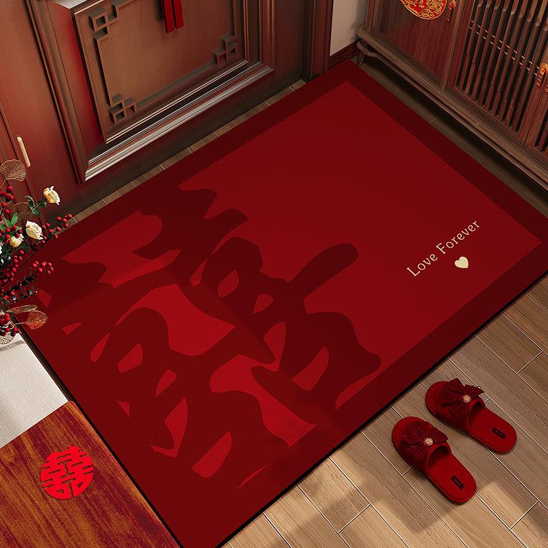 厂家直销结婚喜字地垫入户门垫硅藻泥进门口喜庆家用婚房布置脚垫