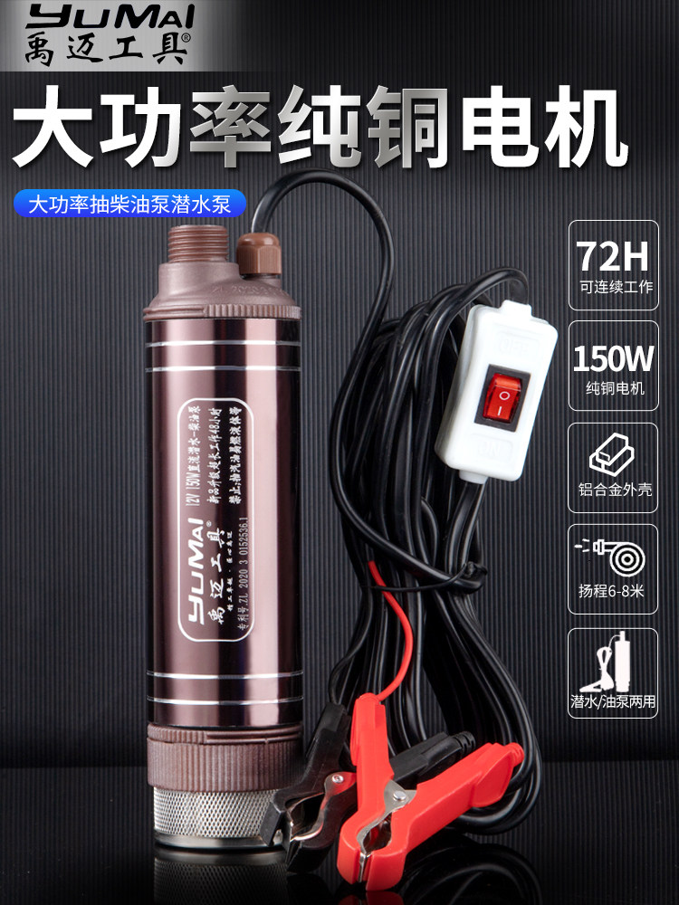 大功率电动抽水器抽水泵小型潜水泵家用12v24V直流220v油水两用泵