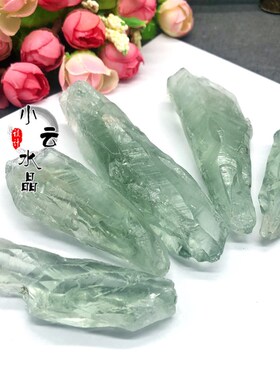 天然绿水晶原石 大颗粒碎石绿长牙原石  产地直销