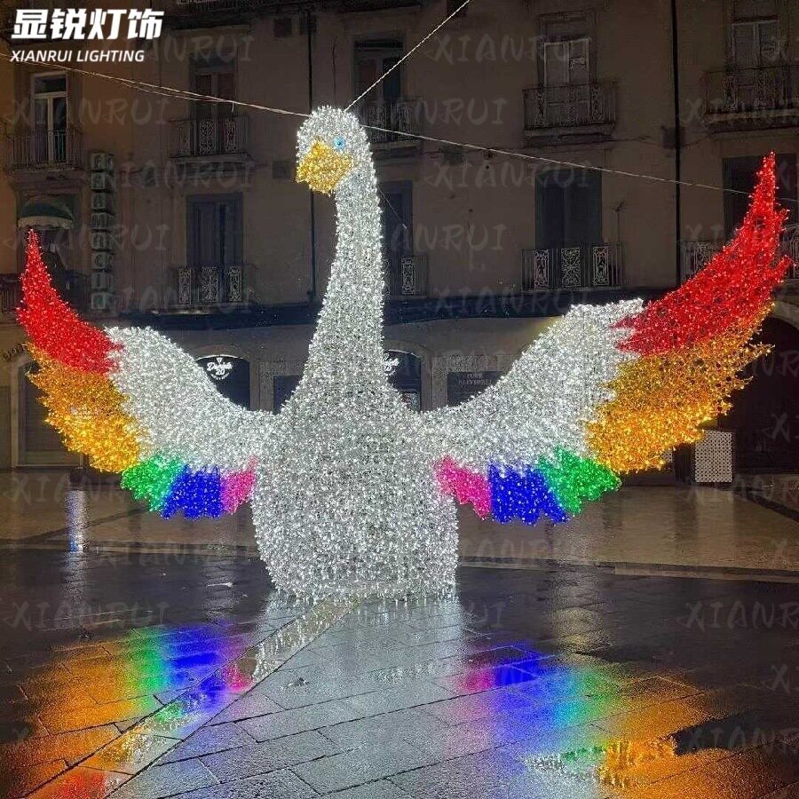 草坪仿真装饰led天鹅灯光造型铁艺鸭子造型灯装饰灯铁制品公园