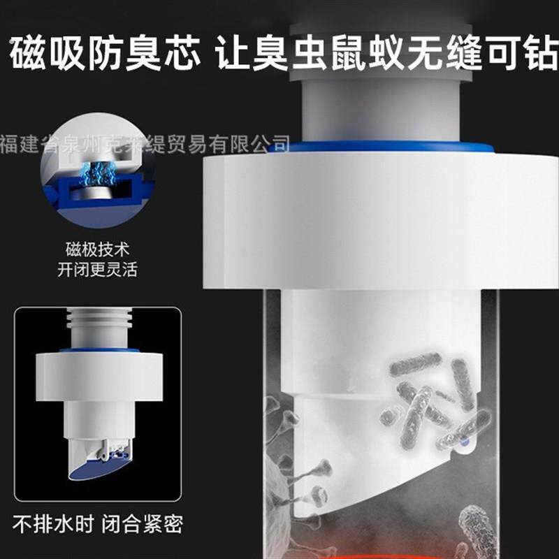 化妆室排水管防臭密封塞防臭防溢水厨房菜盆50/75管道通用.