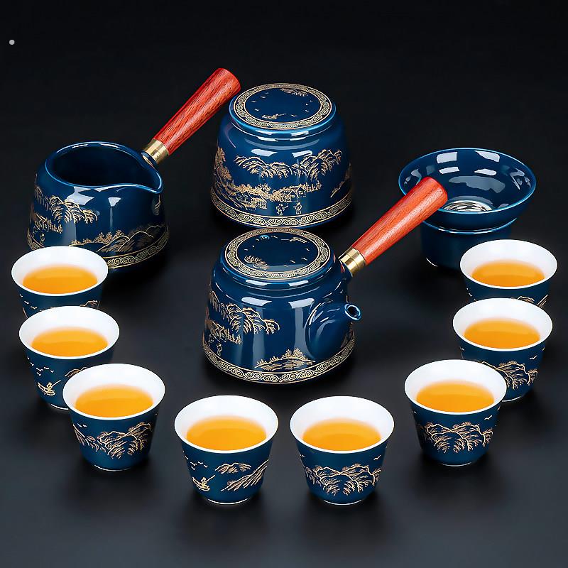 功夫茶具套组家用高档办公室会客轻奢中式陶瓷侧把泡茶壶茶杯送礼