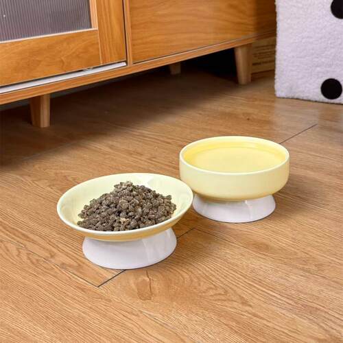 猫碗狗食盆陶瓷吃猫粮喝水宠物专用高脚碗幼猫犬护颈防黑下巴打翻