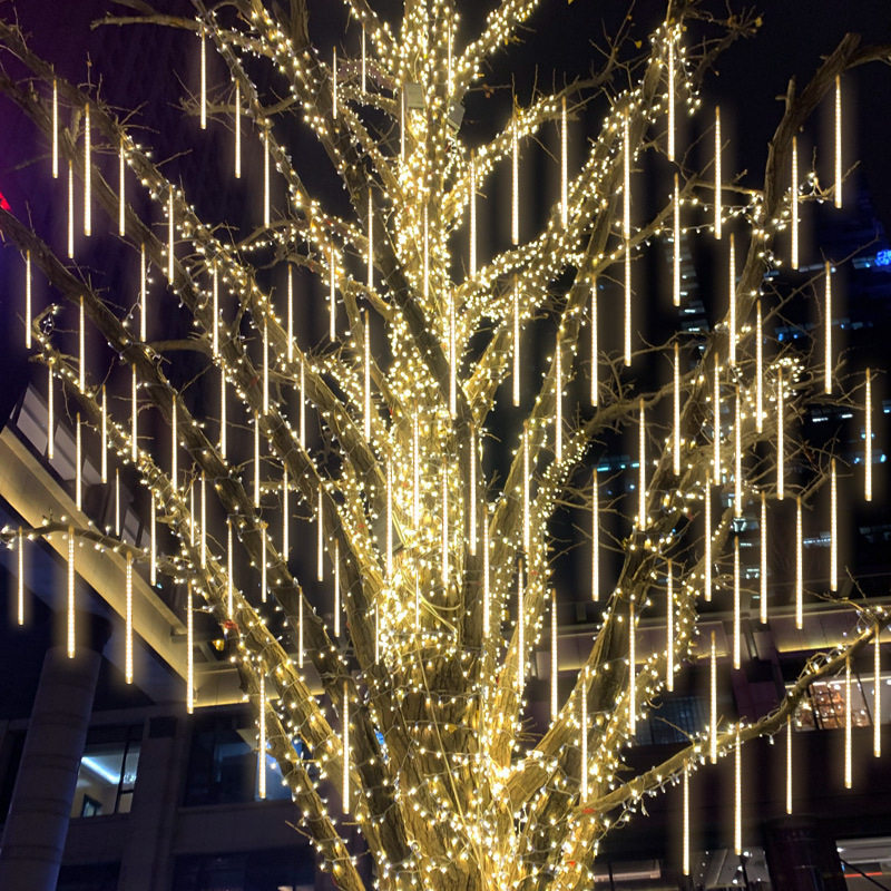 户外挂灯led流星雨灯串太阳能流星雨灯节假日彩灯防水灯圣诞挂灯