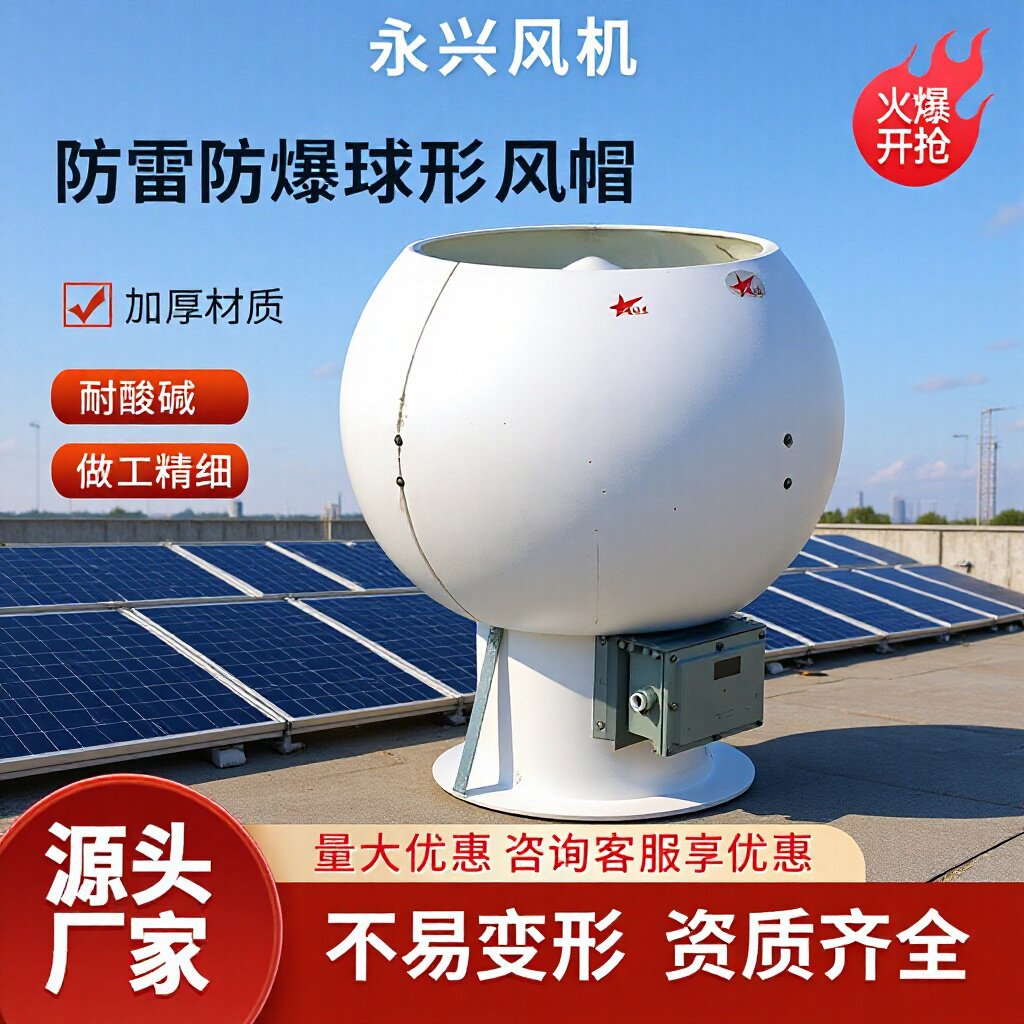 防爆球形风帽光伏屋顶用通风器防腐耐用工业厂房无动力球形风帽