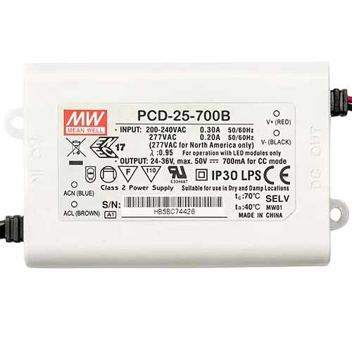明纬电源  PCD-25-1400B  25W单组输出AC可调LED开关电源