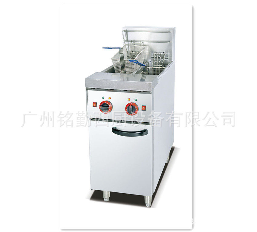 DF-28商用立式双缸双筛电热炸炉 大容量炸锅 电炸炉连柜