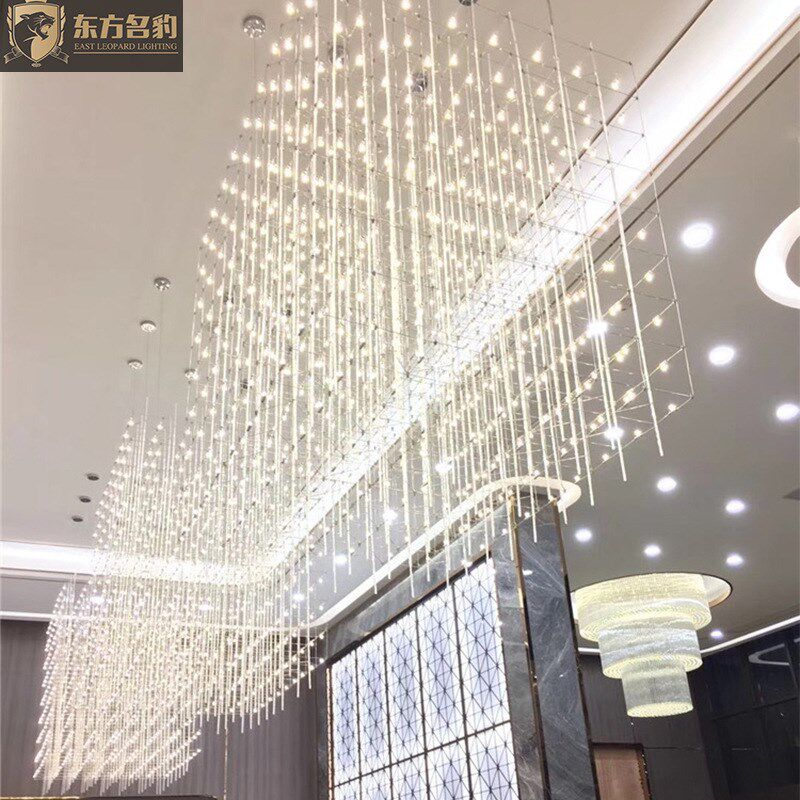中山灯具轻奢现代光立方LED灯酒店客厅创意艺术非标工程水晶吊灯