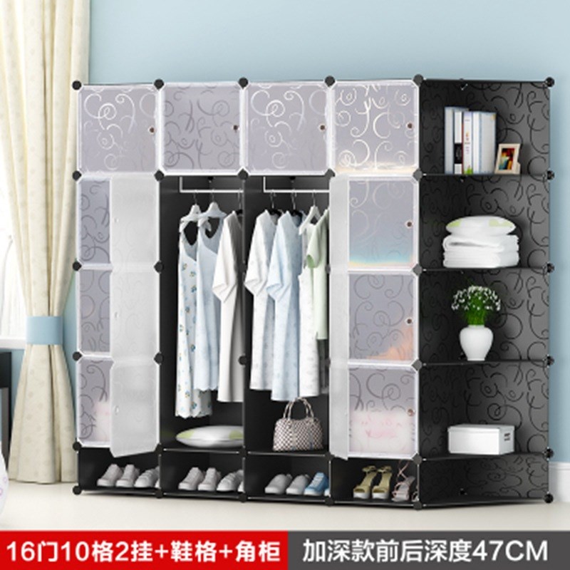 简易衣柜现代简约经济型塑料树脂收纳柜子成人卧室衣橱组装角柜