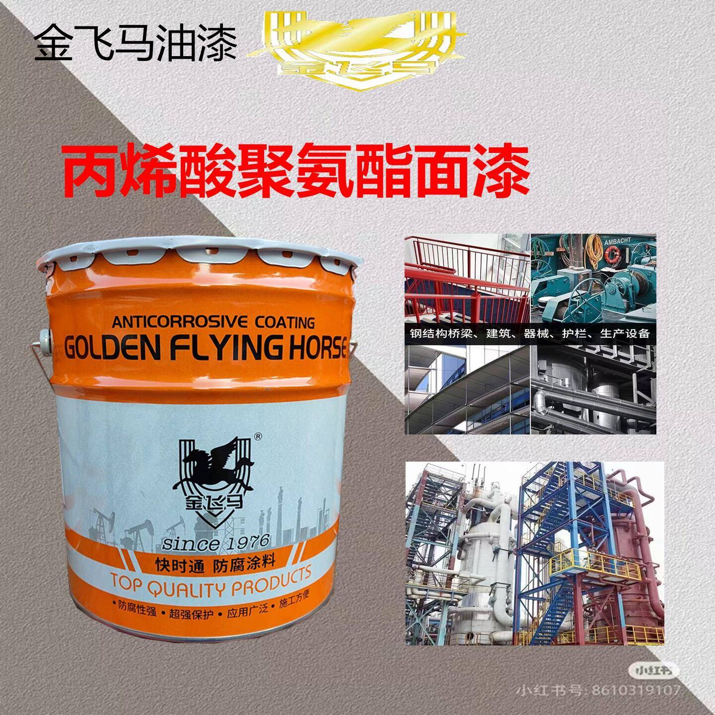 金飞马快时通丙烯酸聚氨酯底面漆油漆涂料耐酸碱管道钢结构金属漆