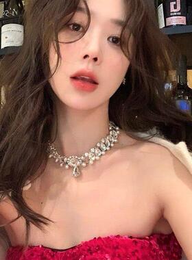 巴洛克珍珠项链女轻奢小众高级感水钻颈链新娘结婚礼服名媛锁骨链