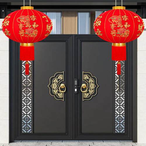 2026马年新款春节灯笼植绒长杆灯笼新年装饰户外灯笼乔迁阳台灯笼
