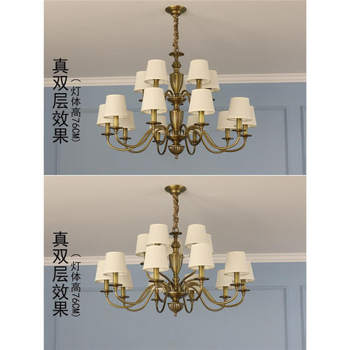 美式古铜色别墅挑高双层客厅