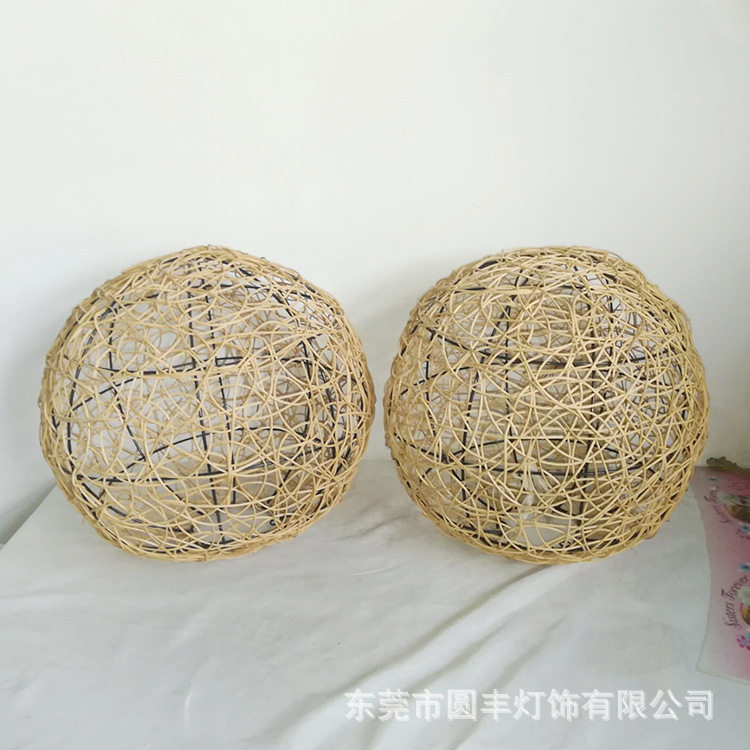 厂家直销手工编织藤编藤球麻球纸编灯球形吊灯灯罩台灯灯罩