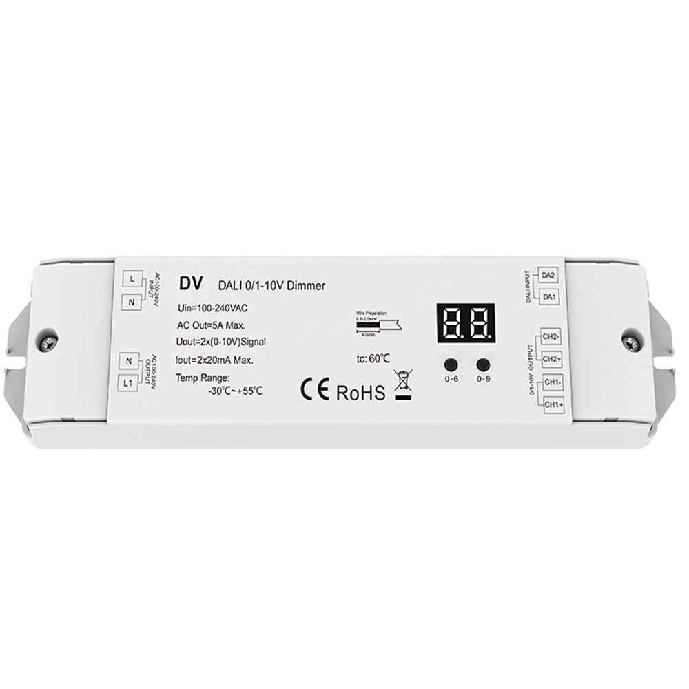 2地址2通道0/1-10V输出DALI0/1-10V调光器AC100-240V2CH*5ADV