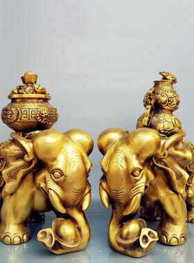 大号铜大象富贵平安铜象一对如意吸水聚财象工艺品礼品摆件