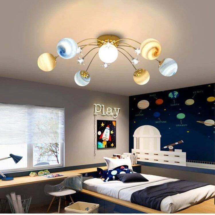 北欧儿童房玻璃星球吸顶灯