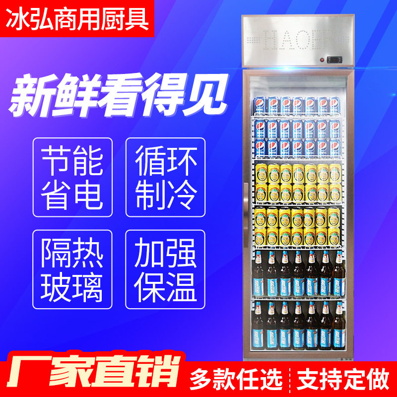 单门啤酒柜 保鲜冰箱立式冰柜直冷 商用便利店啤酒柜冷藏展示柜